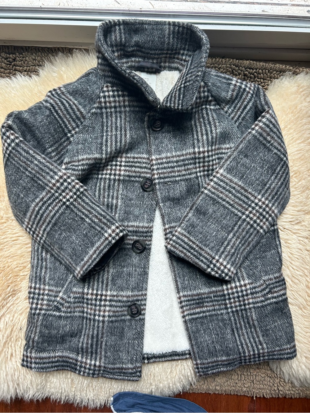 H&M Kids Gray Plaid Pea Coat